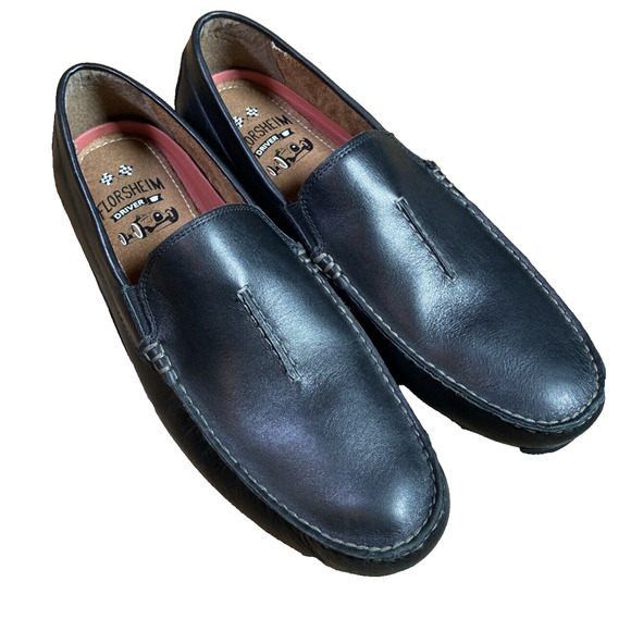 Florsheim Mens Throttle Moc Toe Venetian Loafer Driving Shoe Black Leather 12 M - Picture 1 of 10